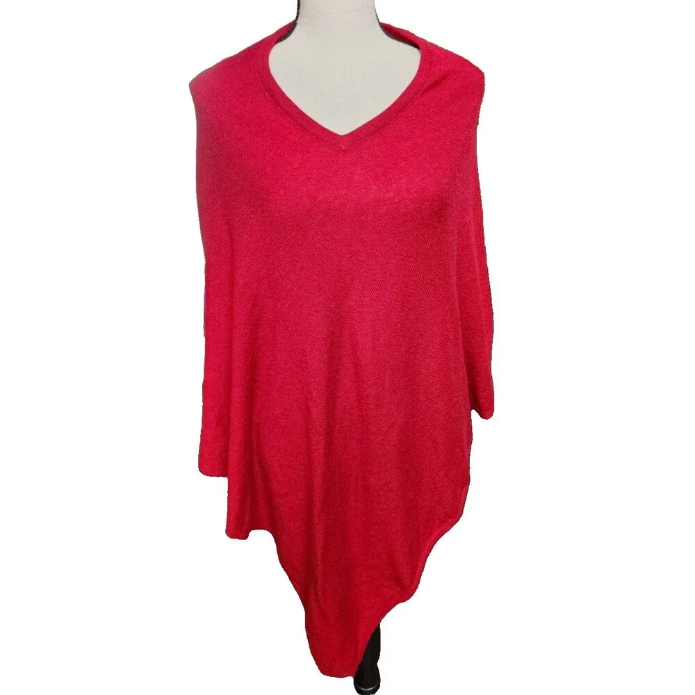 Cashmere Red Pullover Cape Wrap Size Medium